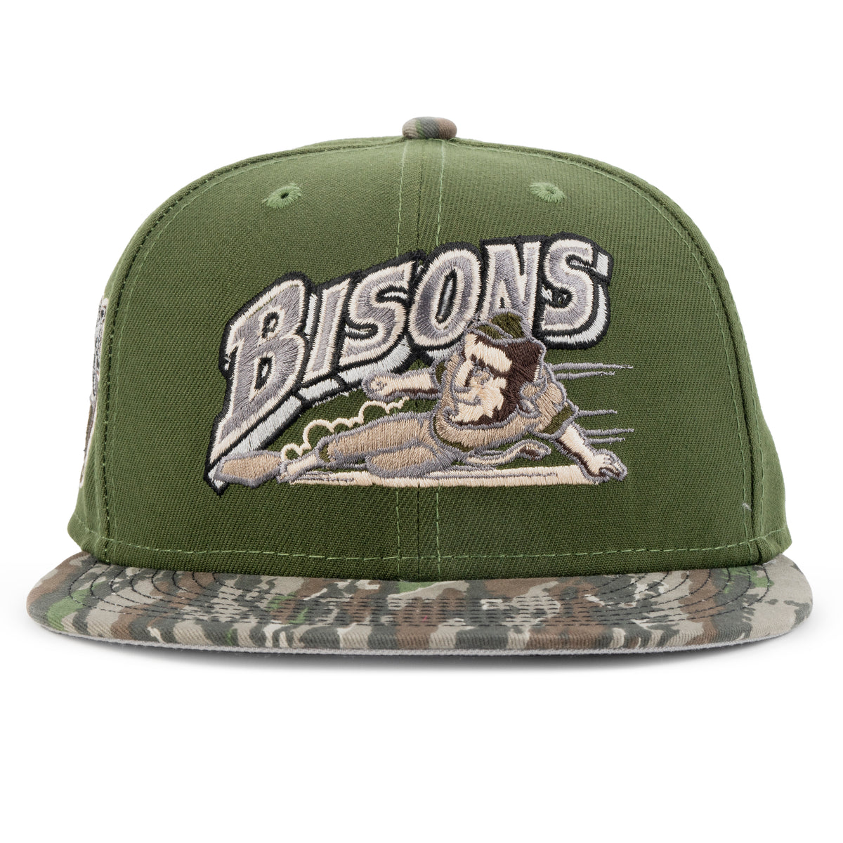 New Era Bills Camo With White Standing Buffalo Snapback Hat