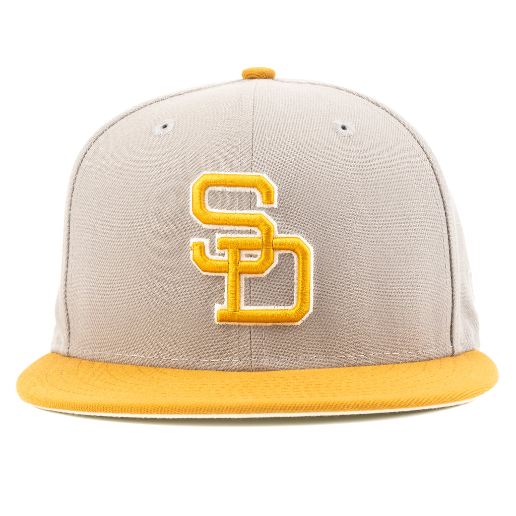 SAN DIEGO PADRES 59FIFTY NEW ERA RETRO BROWN AND YELLOW FITTED HAT